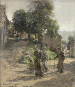 レオン・オーギュスティン・レルミット Painting - モン・サン・ペールの田園風景とペイザンの討論者 農民レオン・オーギュスティン・レルミット